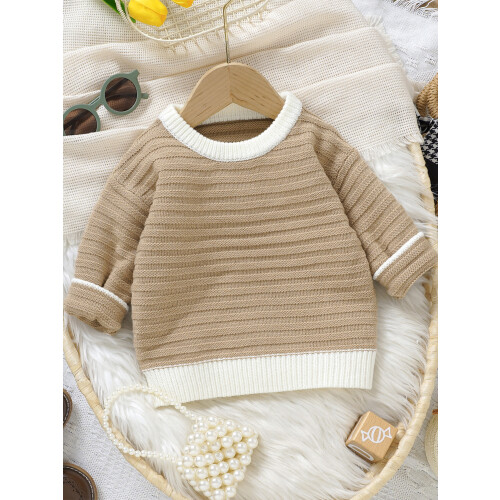 (18-24 Months, Khaki) Herbstpullover für Kleinkinder Rundhalsausschnitt, Grobstrick 2