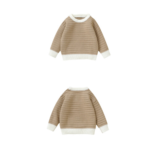 (18-24 Months, Khaki) Herbstpullover für Kleinkinder Rundhalsausschnitt, Grobstrick 1