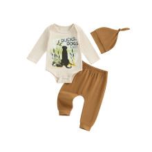 (0-3 Months, Beige) 3-delige babyset voor en muts.