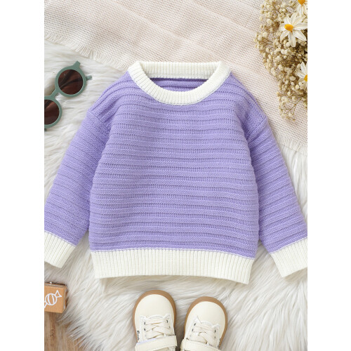 (9-12 Months, Purple) Herbstpullover für Kleinkinder Rundhalsausschnitt, Grobstrick 2