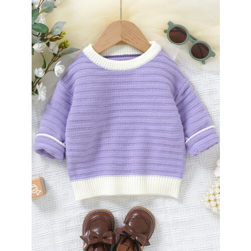 (2-3 Years, Purple) Herbstpullover für Kleinkinder Rundhalsausschnitt, Grobstrick 2