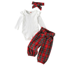 (0-3 Months, White Colorful Plaid) Ensemble bébé fille Vêtements mignons.