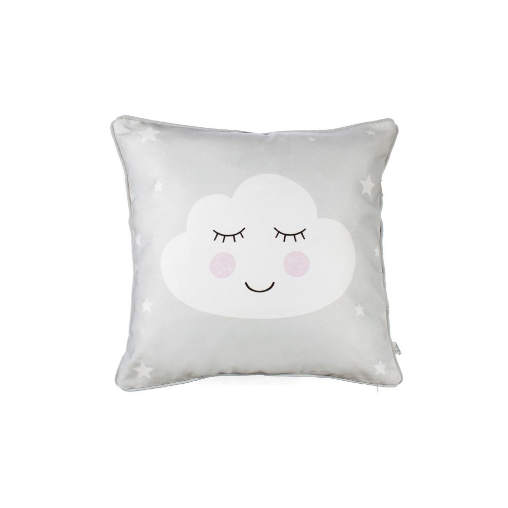 Super Cute & Cloud 40 X 40Cm Nursery Cushion Cover Grey/White Sass & Belle