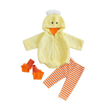 (18-24 Months, Yellow) Combinaison polaire bébé animal, pantalon long et chaussures rayées, costume petit canard doux