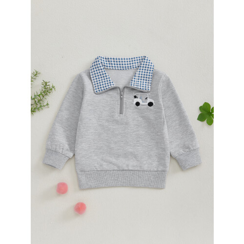 (0-6 Months, Gray) Φούτερ με κέντημα για νήπια 2