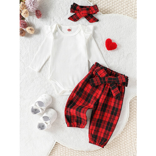 (3-6 Months, White) Dívčí 3dílný overal, roztomilé oblečení. 2