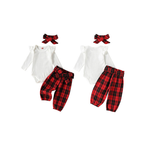 (12-18 Months, White) Dívčí 3dílný overal, roztomilé oblečení. 2
