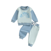 (12-18 Months, Green) 2-teiliges Herbstoutfit für Jungen: Langarm-Sweatshirt mit Print + Kontrasthose, Kleinkinderkleidung