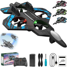 Verbessertes RC-Jet-Spielzeug für Erwachsene: 360-Flips, LED-Beleuchtung, Schaumstoffflugzeug mit Akku und Lüfterflügeln (Blau) – Kompatibel
