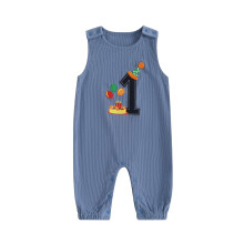 (12-18 Months, Blue) Jumpsuit Corduroy do Leanbh Ócáideach Gan Smál Muineál Babhta Bróidnéireacht Litreacha