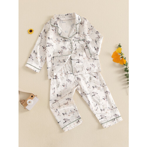 (4-5 Years, White) Kinder-Pyjama-Set für Mädchen elastischem Bund 2