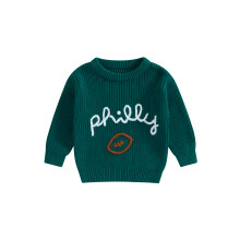 (3-6 Months, Green) Suéter informal de rugby para bebé, jersey de punto cálido de manga larga con bordado para niño pequeño