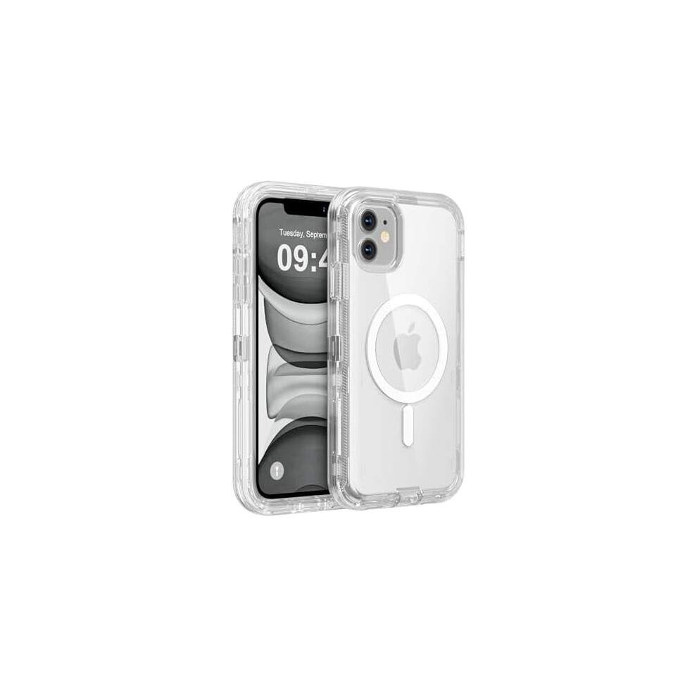Zlcb Iphone 11 Case (6.1") Â Magsafe Compatible, Heavy-Duty Dual-Layer Shockproof & Anti-Drop Transparent Magnetic Case 9329345980343