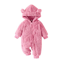 (9-12 Months, Red) Combinaison d'hiver pour bébé fille, à capuche, manches longues, en peluche, tendance.