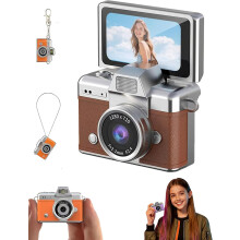 Mini cámara digital llavero con pantalla LCD de 1,47", 1080p, flash incorporado y tarjeta de 32/64 GB: ideal para viajes, niños y uso diario.