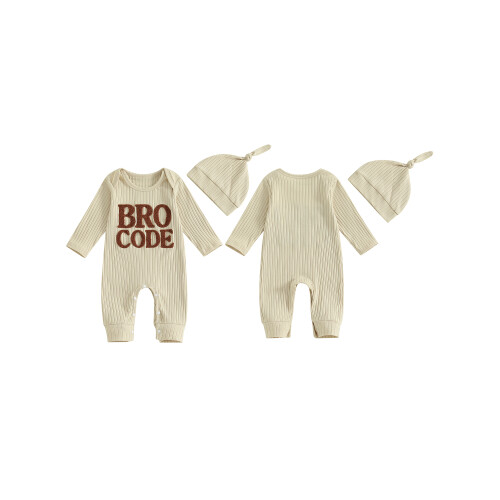 (3-6 Months, Beige) Podzimní overal pro a čepicí 1