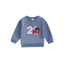 (2-3 Years, Blue) Sudadera bebé niño, manga larga, cuello redondo, letras bordadas, capucha, ropa de otoño