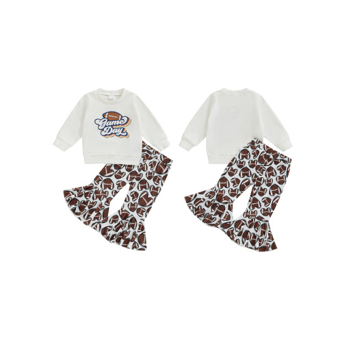 (18-24 Months, White) Mädchen Herbst-Sets: Langarm-Sweatshirt lange Schlaghose 1