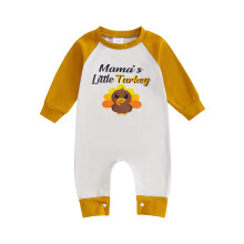 (3-6 Months, Orange) Combinaison bébé à imprimé dinde pour Thanksgiving, manches longues, idéale pour l'automne et l'hiver.