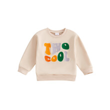 (18-24 Months, Khaki) Sudadera bebé niño, manga larga, cuello redondo, letras bordadas, capucha, ropa de otoño