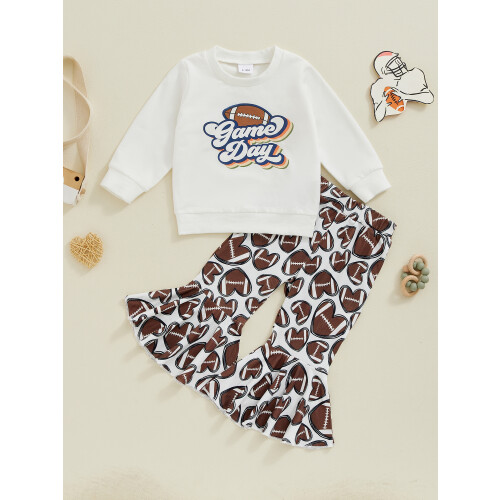 (18-24 Months, White) Mädchen Herbst-Sets: Langarm-Sweatshirt lange Schlaghose 2