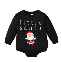 (0-3 Months, Black) Combinaison de Noël pour bébés filles et garçons, manches longues, col rond, imprimé Père Noël.