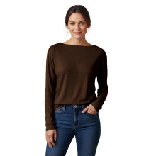 (S, Dark Brown) Dámské podzimní košile s V výstřihem, dlouhým rukávem a otevřenými zády, trendy streetwear
