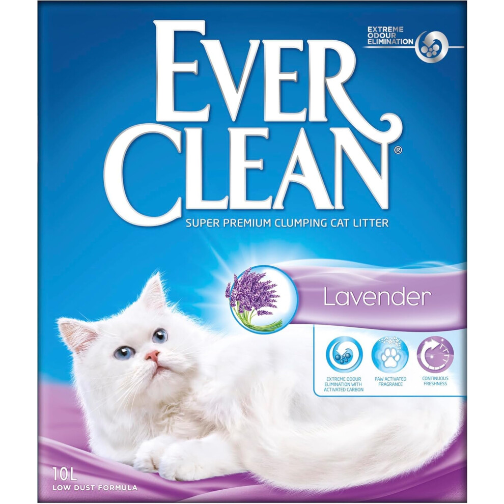 Ever Clean Clumping Cat Litter, Scented For Long-Lasting Freshness, Maximum Odour Elimination, 10L Lavender