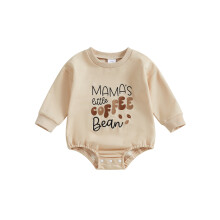 (0-3 Months, Apricot) Grenouillère bébé mignonne à manches longues, broderie grains de café, body nouveau-né automne