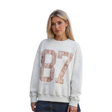 (M, Light Grey) Women Sweatshirt, Long Sleeve Crew Neck Embroidery Numbers Hoodie Pullover Casual Tops