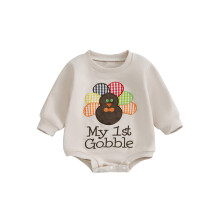 (0-3 Months, Beige) Geansaí Leanbh Buíochais Muineál Crew