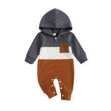 (0-3 Months, Dark Grey) Romper Fómhar Buachaill Fad Iomlán