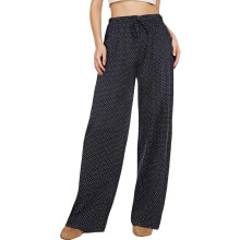 (L, Black) Damen Frühling/Sommer Baggy Pants mit niedrigem Bund, Punktmuster, lockerem, geradem Bein