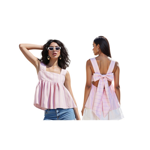 (L, Pink) Débardeur rayé à pour l'été. 1