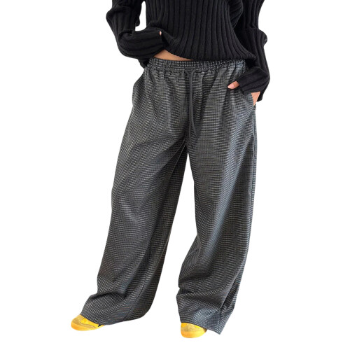 (S, Black) Γυναικείο oversized παντελόνι στη μέση
