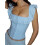 (S, Blue) Blusas femininas corset Moda streetwear. 1