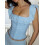 (S, Blue) Blusas femininas corset Moda streetwear. 4