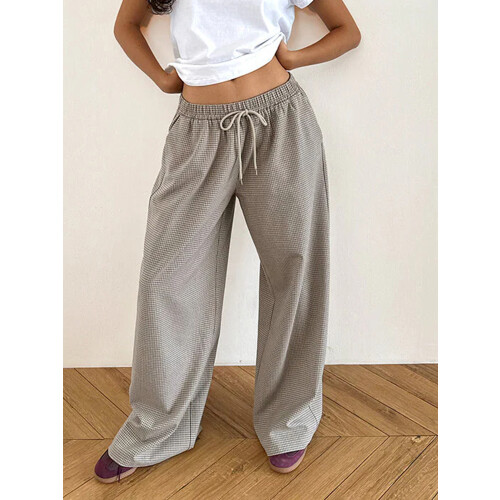 (S, Khaki) Γυναικείο oversized παντελόνι στη μέση 2