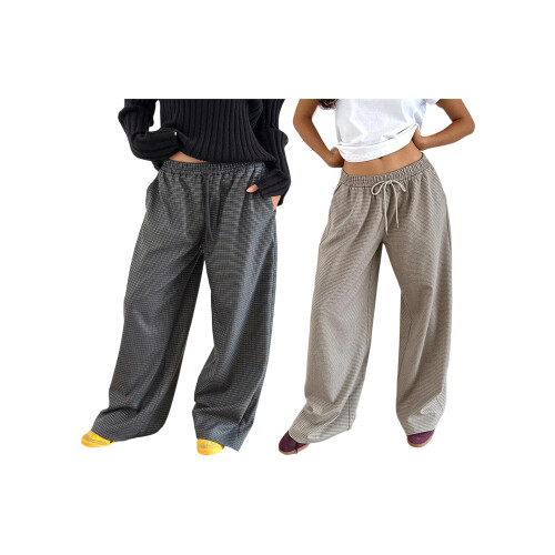 (M, Khaki) Γυναικείο oversized παντελόνι στη μέση 2