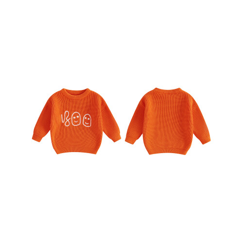 (6-9 Months, Orange) Halloween-Pullover für Kleinkinder Rundhalsausschnitt, Strickpullover 1