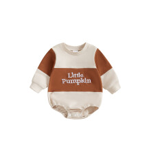 (0-3 Months, Beige) Geansaí Leanbh Ócáideach Le Patrún Datha Codarsnachta do Cailín/Buachaill, Muinchille Fada