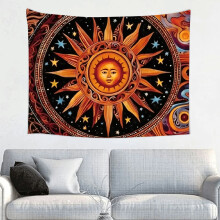 Sun Star Psychedelic Art Tapestry – 100% Polyester Wall Hanging for Bedroom & Living Room Decor