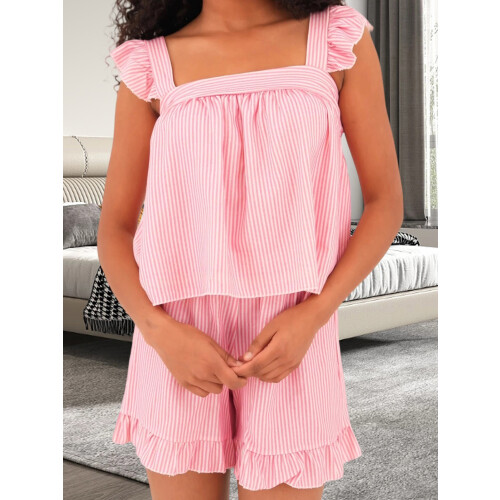 (XL, Pink) Conjunto de 2 con volantes. 2