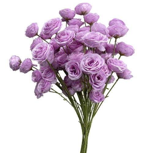 Rosa artificiale in seta, colore viola chiaro, 6 teste, 1 pezzo 1