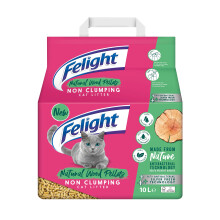Felight Natural Wood Pellet Cat Litter (10L Bag) - Non-Clumping, 100% Biodegradable Wood, Antibacterial Silverfresh Technology, Prevents Odours for up
