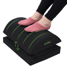 Foot Rest for Under Desk – Adjustable 2-Height Foot Stool, Washable Cover, Compatible with Office, Home & Car – Black