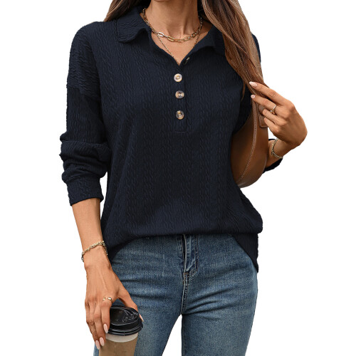 (S, Navy Blue) Γυναικείο Φούτερ Φθινοπωρινό, Καθημερινό, Ελαφρύ