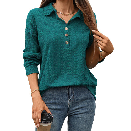 (XL, Malachite Blue) Γυναικείο Φούτερ Φθινοπωρινό, Καθημερινό, Ελαφρύ