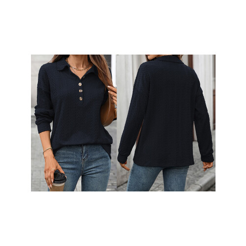 (S, Navy Blue) Γυναικείο Φούτερ Φθινοπωρινό, Καθημερινό, Ελαφρύ 1