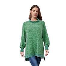 (S, Green) Women's Long Sleeve T Shirts Fashionable Versatile Contrast Color High Neck Loose Tops